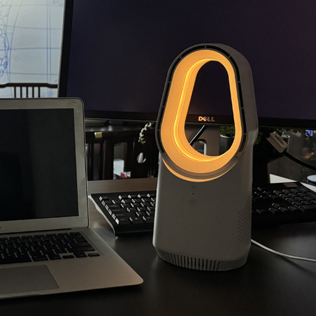 Personalised USB Rechargeable 3 Speed Cool Bladeless Portable Mini Fan Bladeless Desk Fan With Light