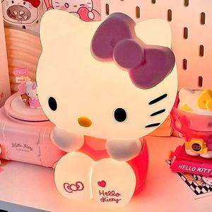 <span class=keywords><strong>Veilleuse</strong></span> LED <span class=keywords><strong>Hello</strong></span> <span class=keywords><strong>Kitty</strong></span> avec contrôle par clignotement et lumière tactile, lampe d'ambiance en silicone pour chevet, cadeau pour enfants - Product Image 1