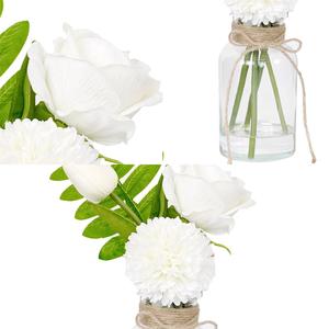 Boules <span class=keywords><strong>de</strong></span> chrysanthème <span class=keywords><strong>rose</strong></span> tulipe blanche fleurs artificielles dans un vase avec fausse <span class=keywords><strong>eau</strong></span> pour la remise des diplômes fête des mères décoration du nouvel an - Product Image 5