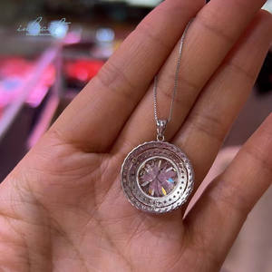 100% de Plata de Ley 925 10 kilates ronda excelente corte pase de prueba D Color Moissanite boda colgante, collar de joyería fina - Product Image 4