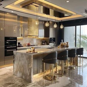 Île de cuisine chic en ardoise naturelle à bords minces pour cuisines de villa - Product Image 4