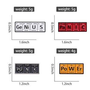Alfileres de esmalte de elementos químicos personalizados <span class=keywords><strong>PO</strong></span> W ER GE NI U S Punk broches insignias de solapa tema joyería regalo para estudiantes amigos - Product Image 6