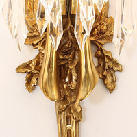 Jewellerytop Applique murale baroque en laiton antique avec feuille de palmier Maison Salon Applique murale décorative Applique murale en cristal classique K9