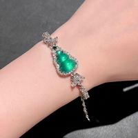 Boucles d'oreilles, colliers et bracelets tendance pour femme, avec pendentif rond en pierre verte et accent cristal, cadeau élégant et personnalisé, vente chaude