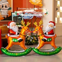Ballon en aluminium gonflable personnalisé de Noël, motif extraterrestre de dessin animé, cheval à bascule, Père Noël, pour décoration de scène de fête