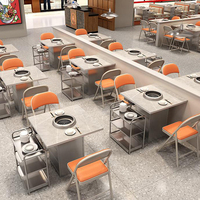 Ensemble de table à manger et chaises en cuir contemporaines XZY avec panneau en métal, mobilier commercial personnalisé pour hôtel