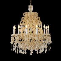 Jewellerytop Villa Hotel Lobby Banquet Hall Lampes suspendues en laiton de luxe Lustre en cristal de Maria Theresa avec grosses perles personnalisées