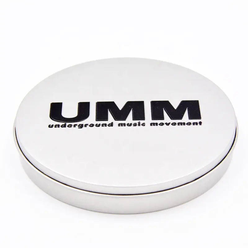 Mode geprägtes Logo runde Geschenk dose, Blechdose rund für Verpackung, Metall dose für CD-Verpackung