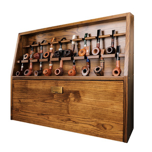 Muxiang Solid Wood Pipe Rack <b>Wall</b> Mounted Tobacco Pipe Storage <b>Display</b> <b>Cabinet</b> - Product Image 4