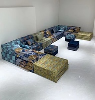 Canapé Modulable de Salon de Luxe Minimaliste Italien Jupiter France, Tissu Coloré, Canapé au Sol Pièce par Pièce
