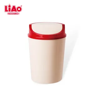 LIAO home 6 litre round plastic dustbin with swing lid