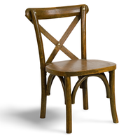 Chaise de salle à manger à dos croisé pour enfants en bois Oka pour les hôtels, les parcs de ferme en plein air