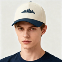 Casquettes de baseball unisexes décontractées pour le sport et les activités de plein air, à visière incurvée, réglables, bicolores beige et marine, avec impression personnalisée OEM ODM