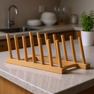 KESPER <b>Plate</b> <b>Rack</b> 10-Piece Wooden Draining <b>Rack</b> For Kitchen Countertop - Product Image 3