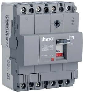 HDA017L Personalizzabile con interruttore automatico scatolato Hagers H3 x160 TM 4P 18kA 16A - Product Image 1