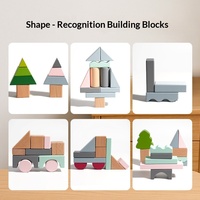 Blocs de construction en bois pour moto, 50 pièces, colorés, à grosses grainures, jouets éducatifs à assembler et empiler pour enfants