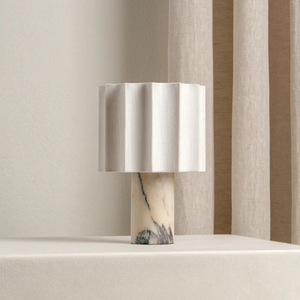 Italian Design Modern Minimalist Touch Marble Table Lamp Creative Pleated Cloth <strong>Cover</strong> Bedroom <strong>Headboard</strong> bar Decoration Desk Lamp - Product Image 1