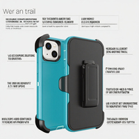 Étui de téléphone portable Otter Defend pour iPhone 11 12 14 Pro 13 15, béquille, armure robotique et coque arrière avec support de clip, emballage en boîte