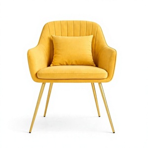 Modern Velvet Accent <b>Chair</b> with Pillow and Metal Legs for Living Room Bedroom Dining Room Office Outdoor & Villa Use - Product Image 1