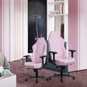 HOBOT <strong>Pink</strong> Fabric Swivel Gaming Office <strong>Chair</strong> Adjustable Armrest Computer Racing <strong>Chair</strong> for Gamers - Product Image 4