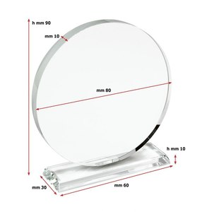 Trofeo Rotondo in Cristallo Liscio con Base Trasparente da 80mm di Diametro e Supporto Espositivo - Product Image 2