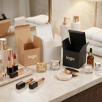 Boîte d'expédition carrée personnalisée avec logo, en carton brun et noir, pour cosmétiques, petite boîte en papier