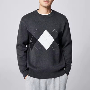 Nieuwe collectie wollen gebreide trui fleece ronde hals gevoerd verdikt ondergoed truien winter veelzijdige trui kleding heren - Product Image 2
