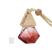 Flacon de parfum suspendu vide de 8 ml, forme unique, en verre coloré, diffuseur de voiture avec bouchon en bois à vis