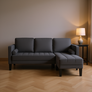 Dark Grey 2 Piece Living Room <b>Sofa</b> <b>Set</b> With Polyester Cushions Contemporary Modern Design - Product Image 2