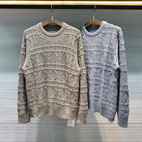 Pull unisexe à manches longues et col rond en mélange de laine, tricot torsadé, jacquard losanges, pull chaud de luxe pour l'automne et l'hiver