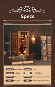 Modèle de porte-livres en bois 3D Art déco moderne de la librairie éternelle |   Kit de montage DIY |   Créez votre coin bibliothèque miniature |   Élégant - Product Image 6