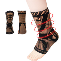 Orthèse de cheville personnalisée en fibre de cuivre pour le sport, support de cheville en nylon tricoté, protection respirante pour hommes et femmes, vente en gros