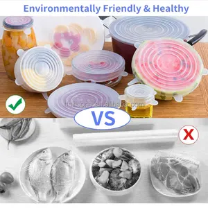 Fabrikdirekt wiederverwendbare Silikon-Lebensmittelfolie-Schüssel Topf-Deckel Silikonbezug Silikon-Stretch-Dekel für Obst und Fleisch