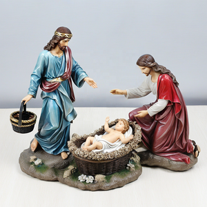 Figura de Resina Católica de Dos Piezas, Nacimiento de Jesús, Recuerdo Festivo Personalizado, Regalo LW0201 Católico L - Product Image 1