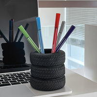 Porte-stylos créatif en forme de pneu, design réaliste de pneus empilés, organisateur de bureau, support pour pinceaux de maquillage, rangement de bureau, vente en gros