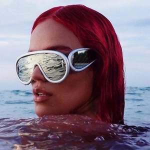 Lunettes de soleil vintage surdimensionnées à miroir plat UV400, verre monobloc, style Y2K pour femmes - Product Image 4