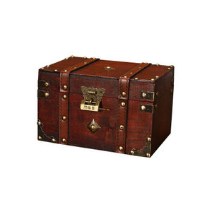 Customizable European-style Retro Box Lockable Wooden Jewelry Props Antique Storage Box