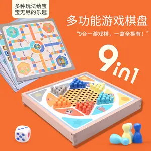 新しい屋内ボードゲーム9in1チェスゲームテーブルセット-チェッカーバックギャモン中国チェッカー