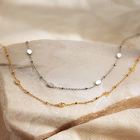 Collier en acier inoxydable plaqué or 18 carats avec chaîne et strass en forme de marquise, bijoux tendance pour fêtes et cadeaux – Grande Vente
