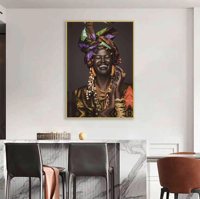 Peinture sur toile en cristal de porcelaine représentant une femme avec cadre, art mural pour la décoration intérieure, décoration murale
