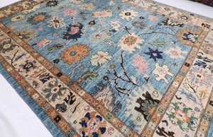 Fait à la main vibrant indien Oushak bleu tapis afghan noué à la main colorant végétal nouveau salon tapis exercice prière pique-niques - Product Image 3