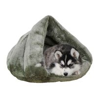 Lit pour chat respirant, lavable, anti-anxiété, antidérapant, rond, en peluche, moelleux, avec capuche, pour chats d'intérieur ou petits chiens