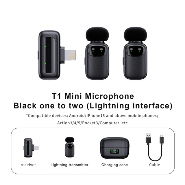 Wireless Mini Lavalier Microphone Mini Microphone One Touch Active Noise Cancellation For Video Production Store Visits