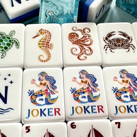 Ensemble de Mahjong Moderne en Acrylique 160 Tuiles Bleu Côtier Design Superposé Collection de Jeux de Luxe pour Adultes, Famille et Cadeaux