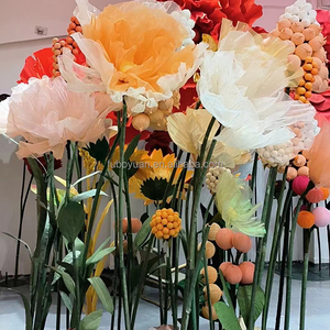 Décoration de scène de mariage F417, <span class=keywords><strong>fleurs</strong></span> géantes en tissu mobile, <span class=keywords><strong>fleurs</strong></span> artificielles en soie géantes en organza à ouverture et fermeture automatiques - Product Image 1
