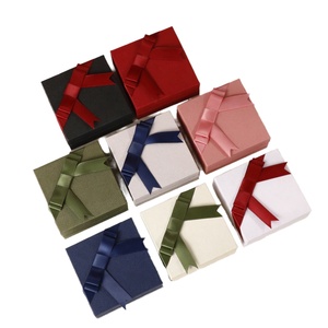 9*9cm Modern Jewelry <b>Box</b> Manufacturer Cardboard Lid Base <b>Box</b> with Bow for Necklace Ring <b>Earring</b> Bracelet Display Custom Logo - Product Image 1