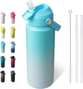 <span class=keywords><strong>Vaso</strong></span> de Agua de Acero Inoxidable de Doble Pared de 24 oz, Botella de Agua Térmica Portátil 304, Juego de Regalo con una Taza y Tres Tapas - Product Image 4