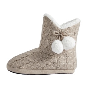 Woman Women Women's Ladies Winter Warm Cable <strong>Knitted</strong> Indoor Floor Room Fluffy Sherpa Lined Non-slip Home <strong>Slippers</strong> Booties <strong>Boots</strong> - Product Image 1