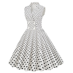 Rétro coton femmes vêtements 2022 shirt sans manches cru robe 1950s 1960s polka points <span class=keywords><strong>pin</strong></span> <span class=keywords><strong>up</strong></span> vêtements - Product Image 2