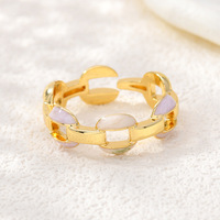 JS14 Kleurrijke Emaille Schakelring Open Ring 18K Goud Gegalvaniseerd Holle In elkaar grijpende Druppel Olie Verstelbare Cuff Ring Dames Vinger Sieraden